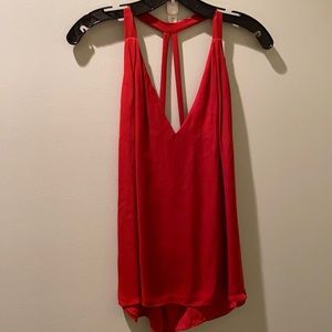 Red silk tank top